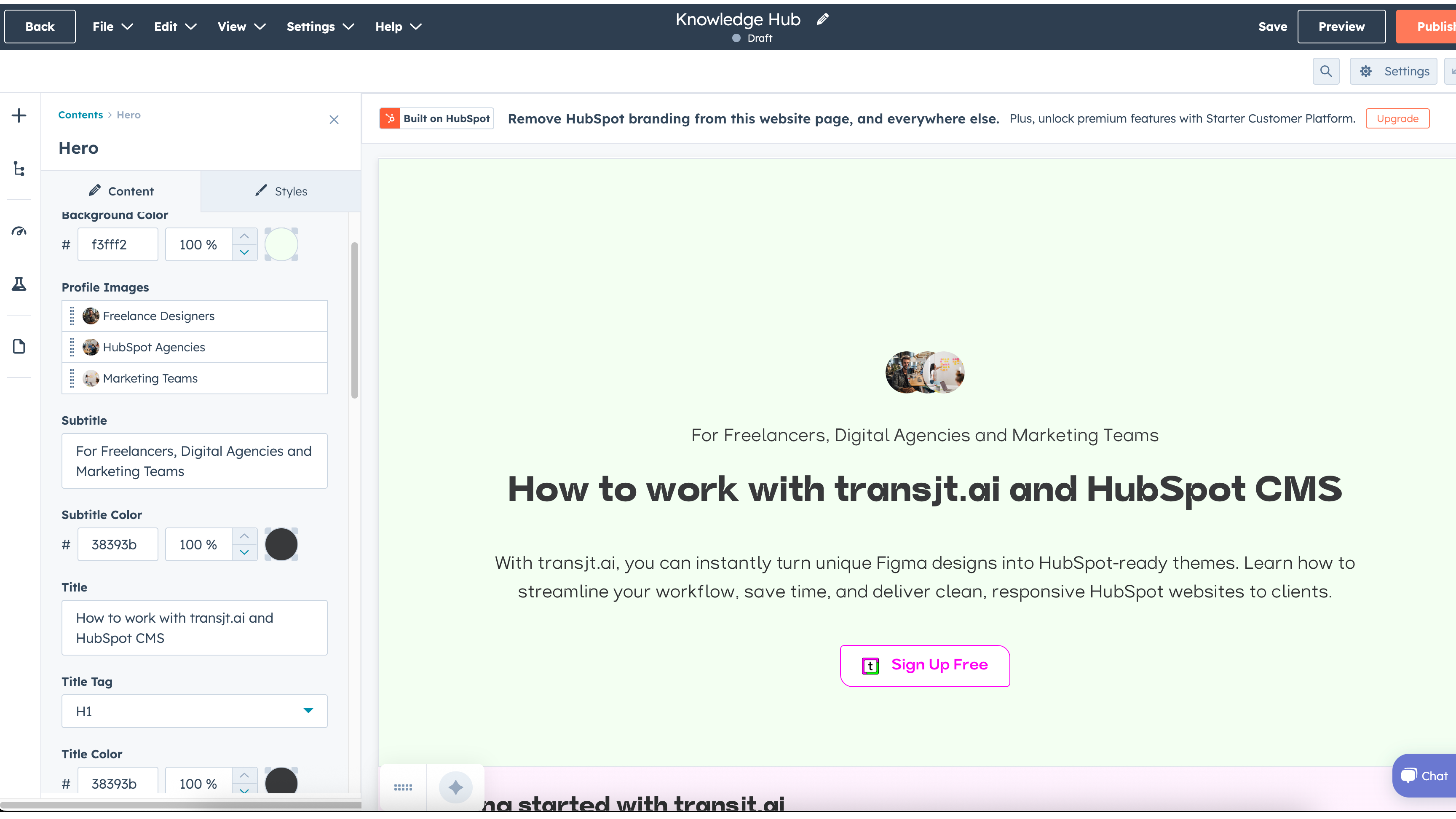 ready oded figma designs in HubSpot CMS with transjt.ai